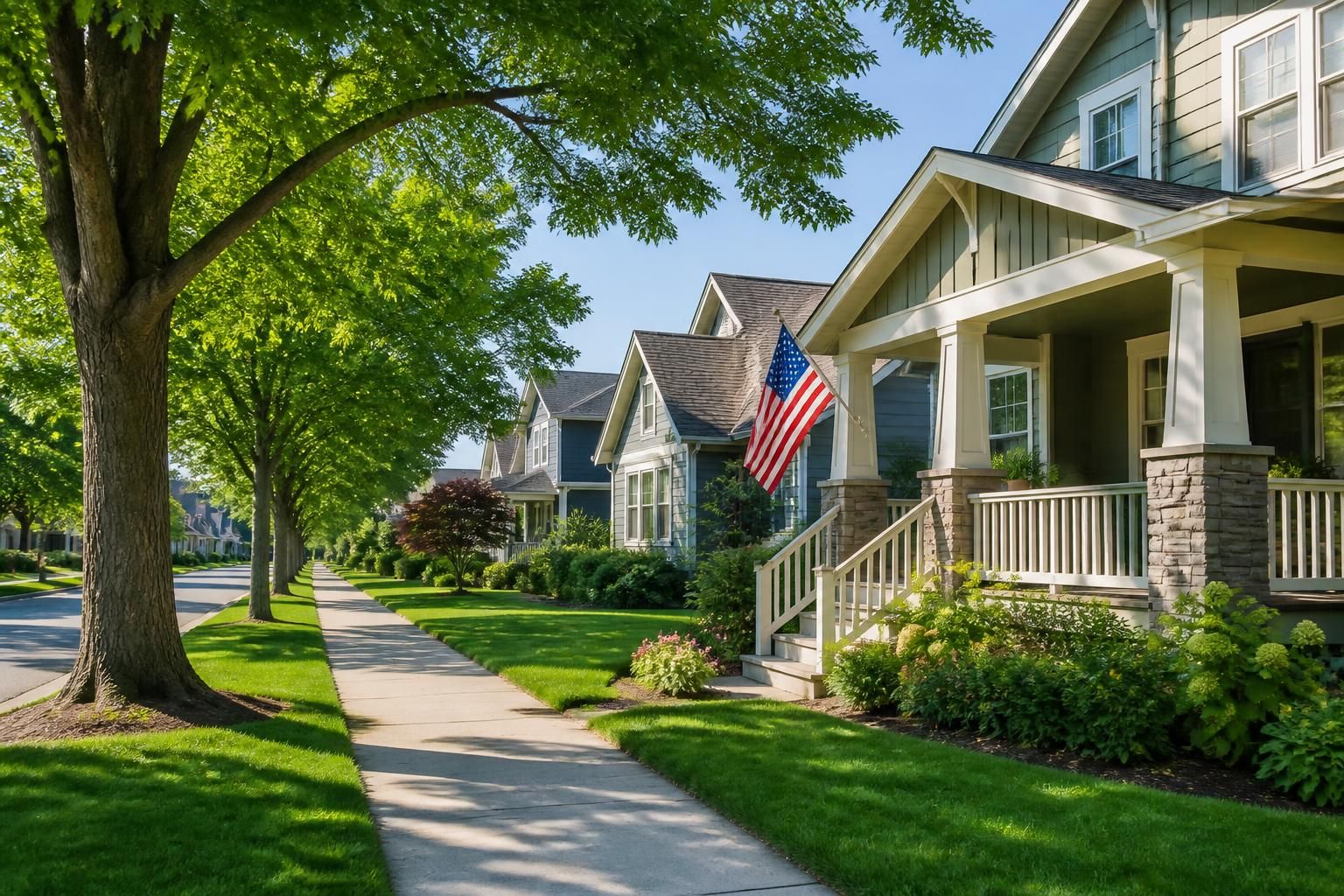 Alcoa neighborhood with clean sidewalks and well-kept homes
