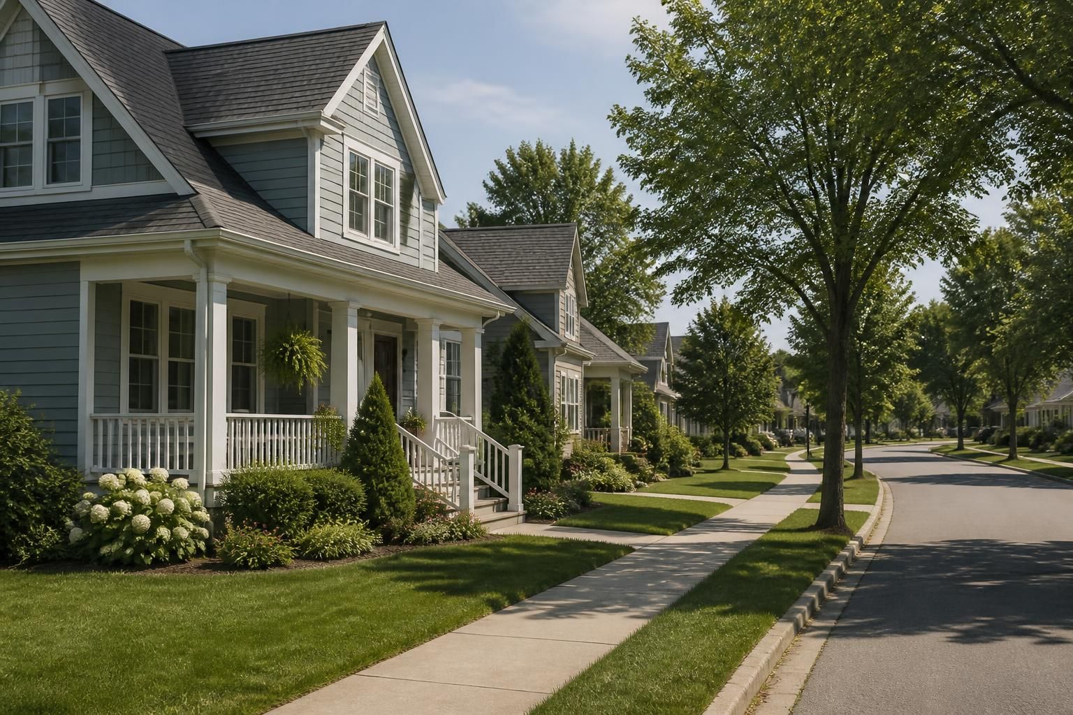Quiet Powell neighborhood with well-kept houses