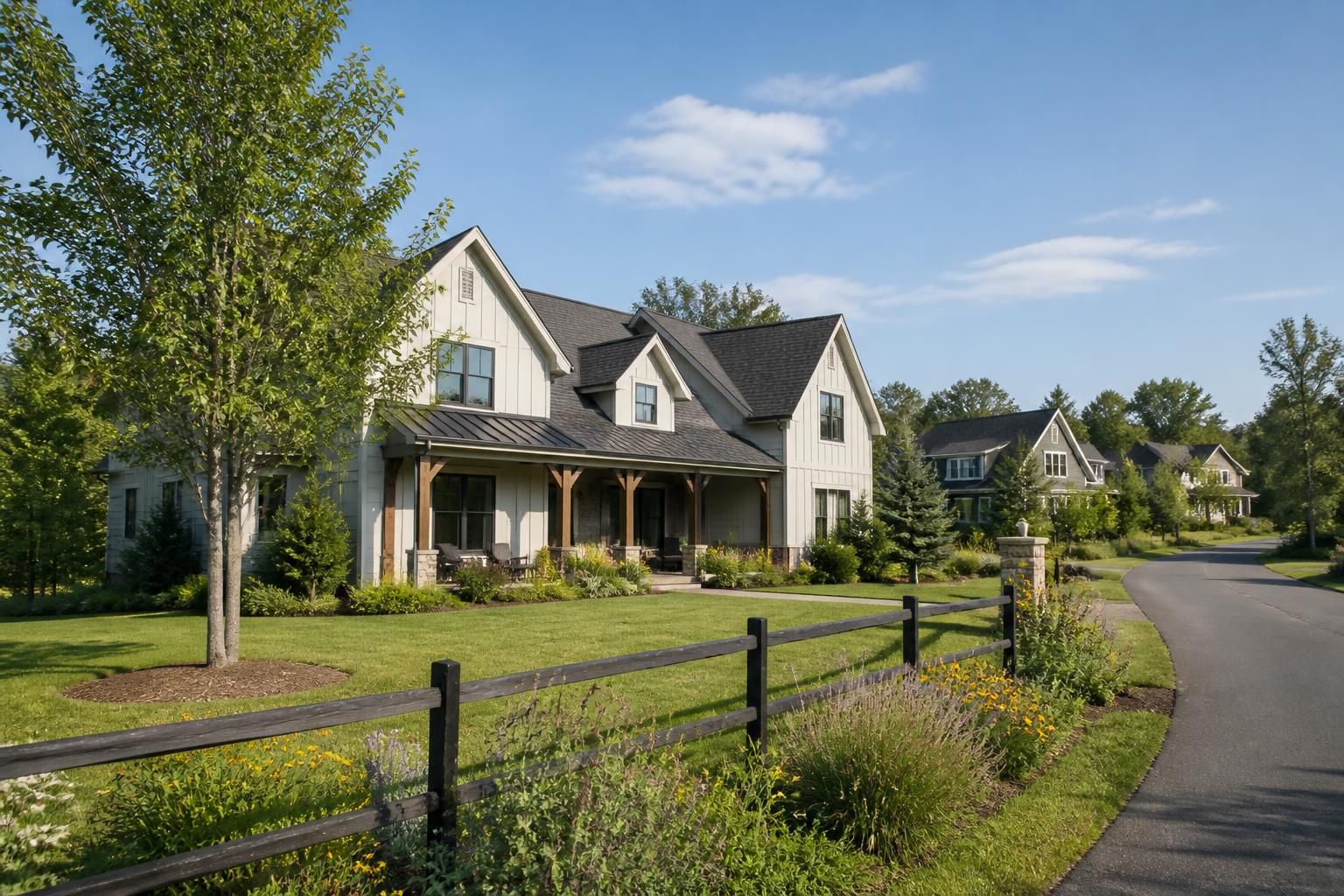 Seymour neighborhood with spacious homes and natural greenery